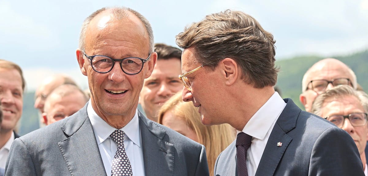Kanzlertausch-Spekulationen: Merz und Wüst beweisen Einigkeit