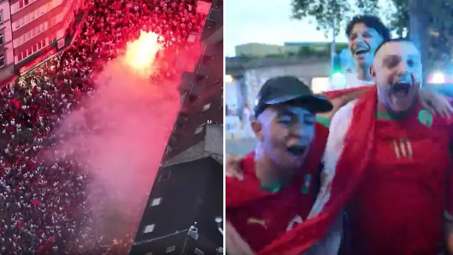 Feierliche Stimmung in Düsseldorf: Marokko-Fans feiern Sieg