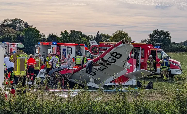 Flugzeugabsturz in Hessen verletzt zwei Menschen tödlich bei Luftsport-Fest