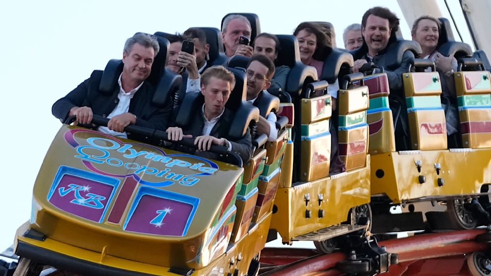 Erfolgreiche Olympia-Wette: Söder und Krause auf dem Olympia Looping