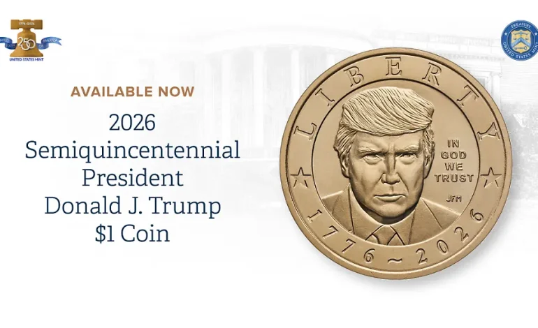 Goldener Trump-Dollar in Umlauf gebracht
